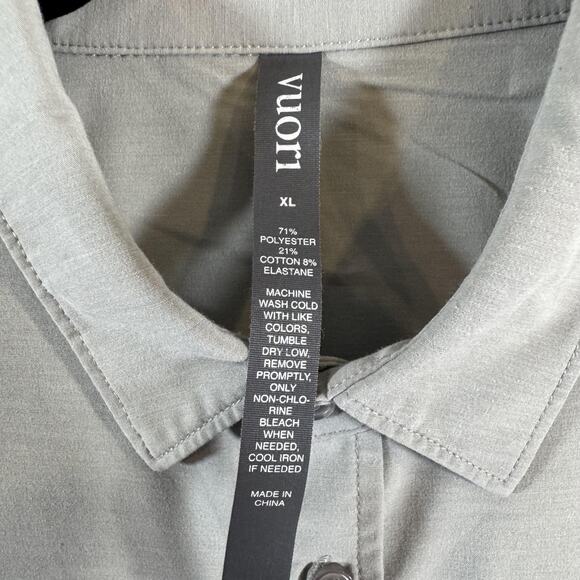 Vuori Shirt Mens Extra Large Gray Short Sleeve Button Down Stretch Performance - Picture 4 of 11
